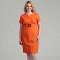 Jessica Howard Women's Plus Size Orange Belted Short-sleeve Dress