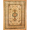 Afghani Hand-knotted Ivory/ Brown Oushak Wool Rug (8'10 x 11'10)