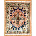 Afghani Hand-knotted Orange/ Green Oushak Wool Rug (7'3 x 9'4)