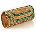 Fabric and Antique Embroidery with Malecite Stones Patna Clutch (India)