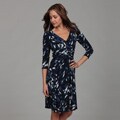 London Times Women's Abstract Print Ruched Dress