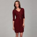 London Times Women's Chutney 3/4-sleeve Waterfall Dress