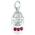 Sterling Silver Ruby 3-stone Baby Shoe Charm