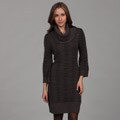 London Times Women's Grey/ Black Cowl Neck Sweater Dress