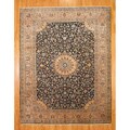Persian Hand-knotted Navy/ Peach Mashad Wool Rug (9'10 x 12'7)