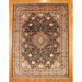 Persian Hand-knotted Navy/Peach Kashmar Wool Rug (10' x 13'4)