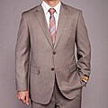 Bertolini Men's Taupe Sharkskin Pattern Wool/Silk Blend 2-button Suit