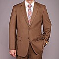 Bertolini Men's Taupe Herringbone Wool/Silk Blend 2-button Suit