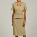 Danny & Nicole Women's V-neck Embossed Skirt Suit