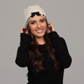 Portolano Women's Ivory/ Black Cashmere Bow Hat