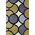 Handmade Horizon Metro Green Geometric Rug (4' x 6')