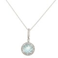 10k White Gold Aquamarine and 1/6ct TDW Diamond Necklace (H-I, I1-I2)
