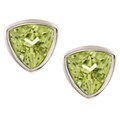 Sterling Silver Trillion-cut Peridot 7-mm Stud Earrings