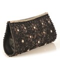 Fabric and Black Embroidery with Crystal Accents Clutch (India)