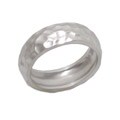 Silvertone Hammered Rounded Edge Wedding-style Band