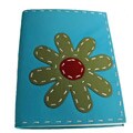 Leather and Recycled Paper Teal Flower Journal (India)