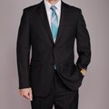 Bertolini Men's Black 2-button Wool/Silk Blend Slim-fit Suit