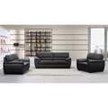 Oxford Black Leather Sofa, Loveseat and Armchair Set