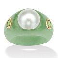 Angelina D'Andrea 14k Gold FW Pearl, Green Jade and Peridot Ring (10.5 mm)