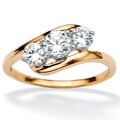 Ultimate CZ 10k Yellow Gold Cubic Zirconia 3-stone Anniversary Ring