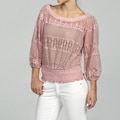 AnnaLee + Hope Women's Lace Smocked Waist Boatneck Top