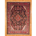 Persian Hand-knotted Hamadan Navy/ Red Wool Rug (7'3 x 10'1)