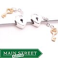 Bleek2Sheek 14k Gold and Silver Heart Lock and Key Beads (Set of 2)