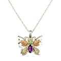 Black Hills Gold over Silver Peridot and Amethyst Butterfly Necklace