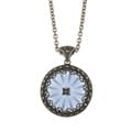 MARC Sterling Silver Blue Sunray Crystal and Marcasite Necklace