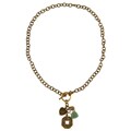Charming Life Goldtone Aventurine and Asian Coin Necklace