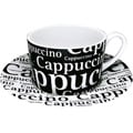 Konitz Cappucinos Writing On Black Cup/ Saucer (Set of 4)