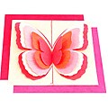 Set of 6 Lokta Paper 3D Pink Magic Butterflies Note Cards (Nepal)