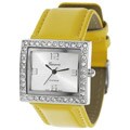 Geneva Platinum Women's Rhinestone Yellow Strap Watch
