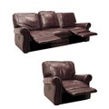 Winchester Burgundy Italian Leather Reclining Sofa and Chair