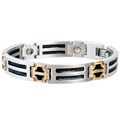 Sabona Stainless Steel Black Cable Two-tone Magnetic Bracelet