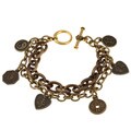 Charming Life Goldtone Double Strand Antique-style Asian Coin Bracelet