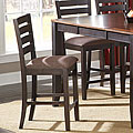 Nolan Espresso Wood Chenille Cushioned Counter Stool (Set of 2)