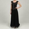 J Laxmi Women's Scoop Neck Beaded Evening Dress