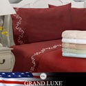 Grand Luxe Egyptian Cotton Sateen 500 Thread Count Scroll Deep Pocket Sheet Set and Pillowcase Separates