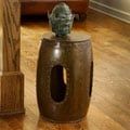 Steel Round Copper-colored Rivet Barrel Stool (India)