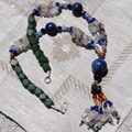 Silver Lapis Lazuli and Multi-color Onyx Necklace (Afghanistan)