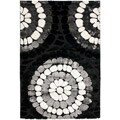 Hand-woven Silken Embossed Black Shag Rug (4' x 6')