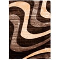 Hand-woven Silken Embossed Brown Shag Rug (4' x 6')