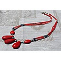Silver Teardrop Red Jasper Necklace (Afghanistan)
