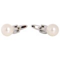 Cuff Daddy Silvertone Crystal Faux Pearl Cuff Links