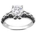 Sterling Silver 2/5ct TDW Black Diamond and White Sapphire Ring