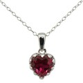 Sterling Silver Crown-set Lab-created Ruby Heart Necklace