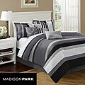 Madison Park Laurel Stripe Grey 7-piece Queen-size Comforter Set