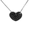 Sterling Silver Black Cubic Zirconia Heart Necklace