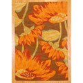 Indo Hand-tufted Orange/ Green Floral Wool Rug (4' x 6')